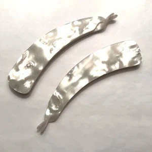 Hair Claw Banana Comb Clip Updo Pearlized Off White Charles Wahba Made in France - Picture 1 of 6