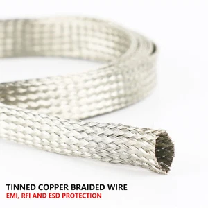 Expandable Copper Braided Sleeve EMI RFI Shielding, Ground Straps, Bonding Cable - Picture 1 of 17