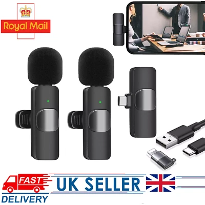 Wireless Lavalier Microphone for iPhone Android Vlog Live Streaming Recording