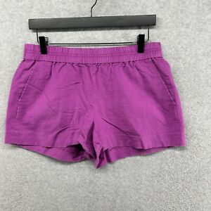 J.CREW Shorts Womens Size 8 Purple Elastic Pull On Linen Pockets Flat Front