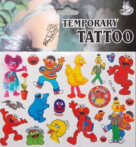 Personajes de Plaza Sésamo Big Bird, Elmo, Eime, Tatuaje Temporal de Dibujos Animados #160 - Imagen 1 de 3
