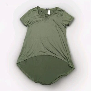 Splash V Neck Top Olive Green Short Sleeves Vneck Crisscross Front Size 1X - Picture 1 of 10