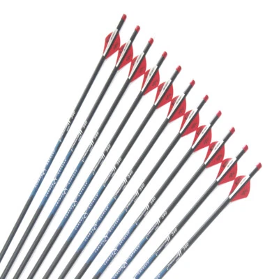 12Pcs Carbon Express Arrows Spine300 340 400 500  ID6.2mm Compound Bow Archery - Image 1 of 4