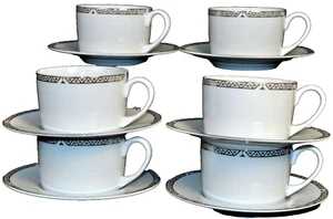 Juego de tazas/platillos de platino ROYAL DOULTON/6 vajilla de porcelana fina de hueso nuevo - Imagen 1 de 5