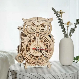 ROKR 3D Wooden Puzzle Mechanical Gear Clock Owl Model for Teens and Adults Gift - Picture 1 of 15