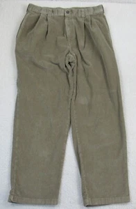 Roundtree & Yorke Pants Men 32x30 Khaki Corduroy Straight Leg Pleated Front Cuff - Picture 1 of 15