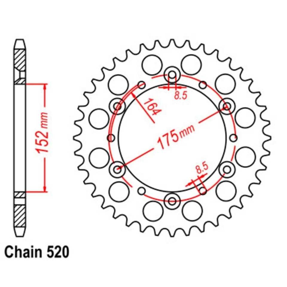 SuperSprox Rear Sprocket 42T for Yamaha TT250 1986-1993 >520 — 第 1/1 张图片