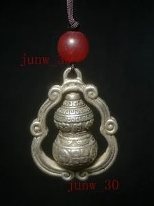 Collection old China Tibet Silver Carving rotatable gourd bottle gourd Pendant - Picture 1 of 7