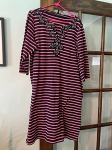 Vestido de mujer Plus a rayas escote bordado talla 1X - Imagen 1 de 5