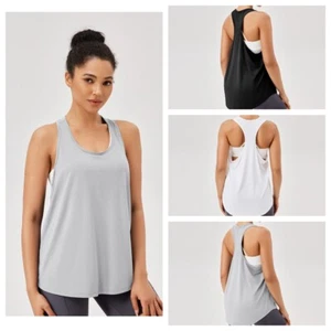 Women Loose Sleeveless Vest Quick Dry Sports Fitness Running Breathable Tops - Picture 1 of 14