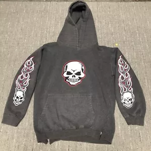 Vintage No Boundaries Skull Flames Hoodie Men’s Small Grey Skater JNCO Style Y2K - Picture 1 of 12