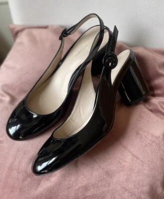 Stuart Weitzman Coretta Black Patent Leather Slingback Pumps Size 6 - Image 1 of 4