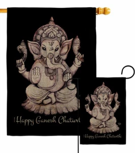 Bandiera da giardino Ganesh Chaturthi tela regalo decorativo religioso cortile casa striscione - Foto 1 di 19