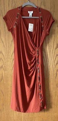 Vestido de corte y costura Carmen Marc Valvo Sienna Burnt Orange Cap Sleeve Medium NWT Foto 1 de 4