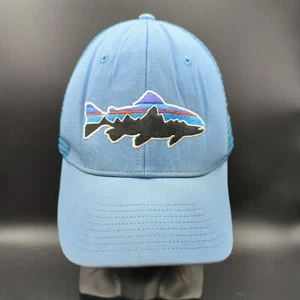 Patagonia Fitz Roy Fish Hat Cap Snap Back Blue Trucker Mesh Trout One Size - Picture 1 of 11