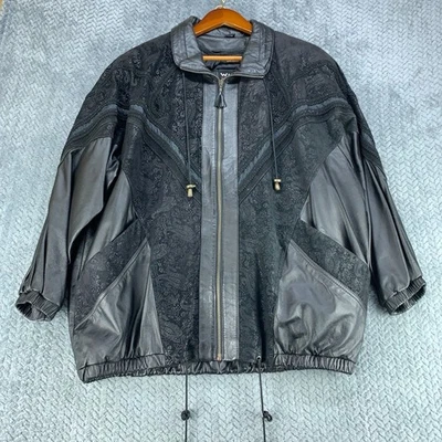 Chaqueta de cuero Wilsons para mujer XL negra gamuza adornos de cachemira aislante Foto 1 de 4