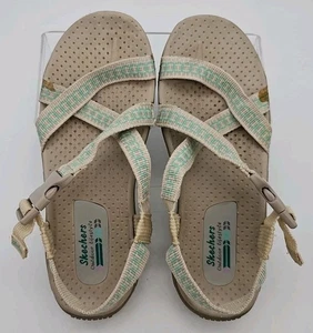 Skechers Sandals Women Sz 6.5 Tan Aqua Outdoor Lifestyle Slides Strap Slip On - Picture 1 of 3