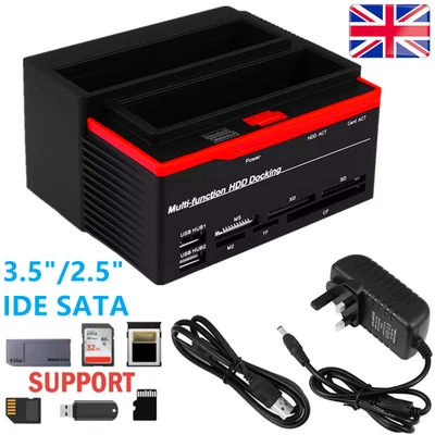Hard Drive Docking Station HDD Dual-Bay External Reader for 2.5" 3.5" SATA IDE - Image 1 of 4