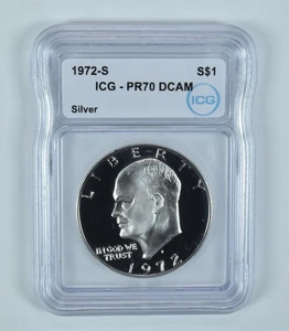 1972-S Eisenhower $1 Silver PR70 DCAM ICG *6754 - Picture 1 of 5