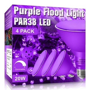 4 Pack PAR38 Purple Flood Lights Outdoor, Dimmable Flood Purple Light Bulb,20... - Picture 1 of 7
