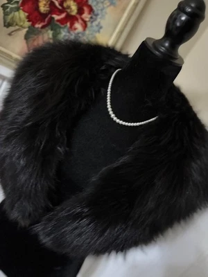Vintage Genuine BLACK FOX Fur Collar - Image 1 of 4