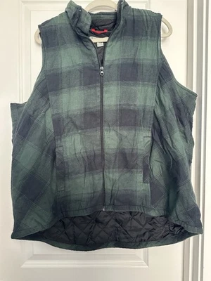 复古 Pacific Crest 尺寸 2X 绗缝 Puffer 背心绿色格子 80 年代 — 第 1/3 张图片