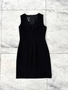 90s VTG INC Dress Black Sheath Sleeveless V Neck Lined Womens 2P Office Career - Picture 1 of 8