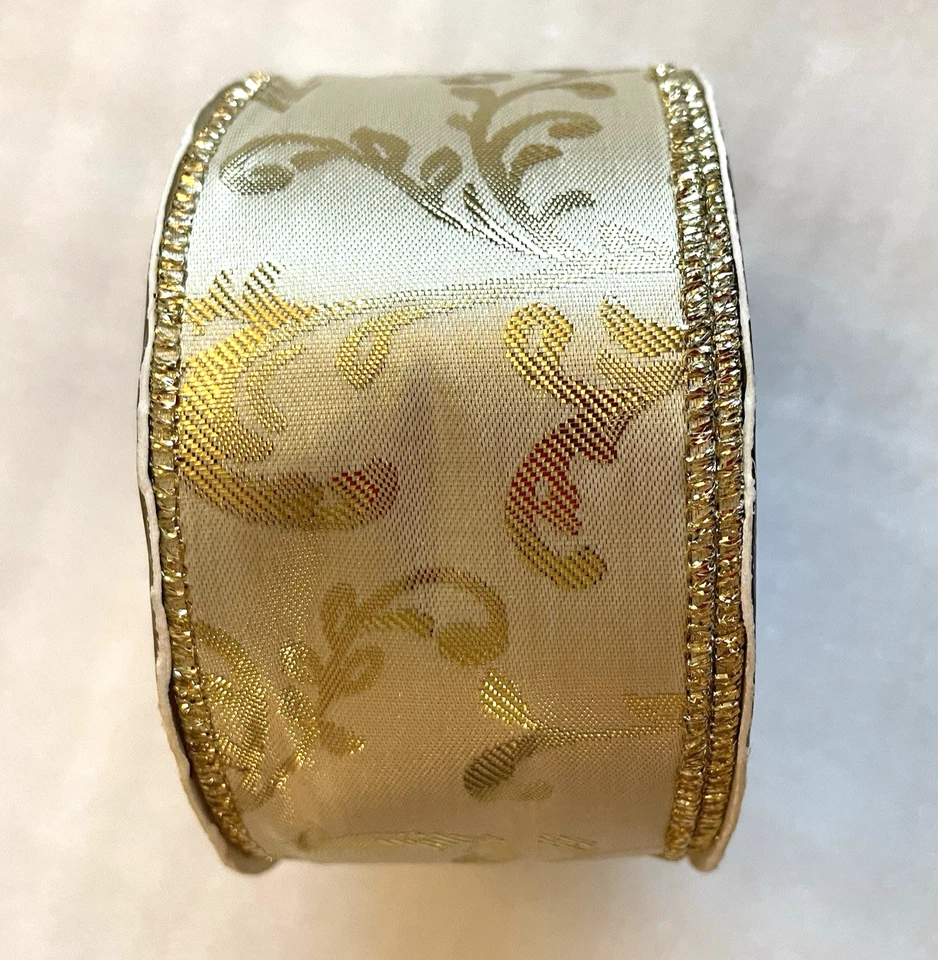 Martha Stewart Golden Luster Wire Edge 21 ft  2" Wide Ribbon Metallic 2002 New - Image 1 of 4