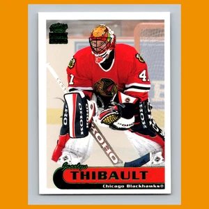 Jocelyn Thibault #58 1999-00 Pacific Paramount Emerald Chicago Blackhawks Hockey - Imagen 1 de 3