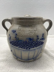 Vintage 1988 Salmon Falls Steinzeug Dover NH Blaubeer Korb Topf Keramik Glas - Bild 1 von 14