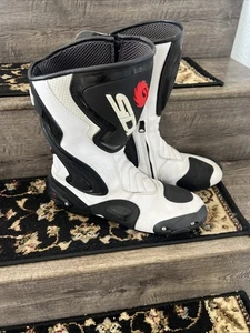 Sidi Cobra Men Boot 11.5 White Leather Zip Mid MotorCycle Biker Waterproof Boots - Picture 1 of 24