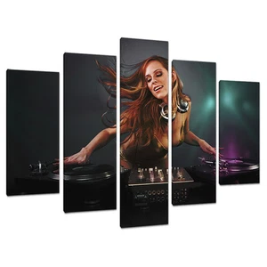 Set of Five Part Canvas Wall Art Pictures Boys Bedroom DJ Decks 5064 - Picture 1 of 1