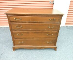 Chippendale Style 1940s-50s Cherry 4 Drawer Chest  