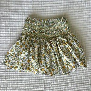 Crew Cuts Skirt Girls Medium Yellow Green Smocked Poplin Floral Spring M - Picture 1 of 6