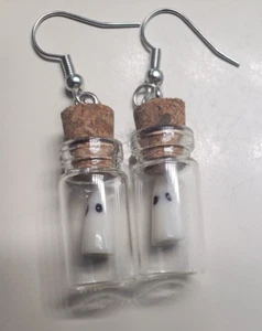 Glow In The Dark Ghost In A Bottle Earrings - Halloween Jewelry - Picture 1 of 3