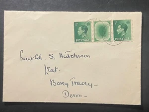 GB 1937 Poached Egg test coil on Cover to Bovey Tracey with SG 457 - Picture 1 of 2