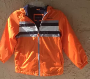 London Fog Youth Boys L/7 Full Zip/Fleece Lined/Windbreaker/Hood Orange Jacket - Picture 1 of 4
