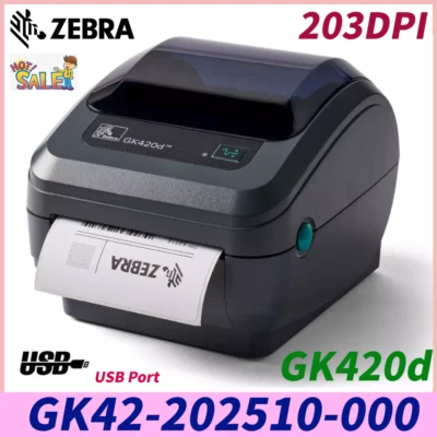 Zebra GK420D Direct Thermal Barcode Label Printer 203dpi USB GK42-202510-001 - Image 1 of 4