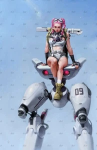 Kit résine figurines imprimées en 3D GK modèles GK anime rose cyberpunk girl 30 cmH - Photo 1 sur 2