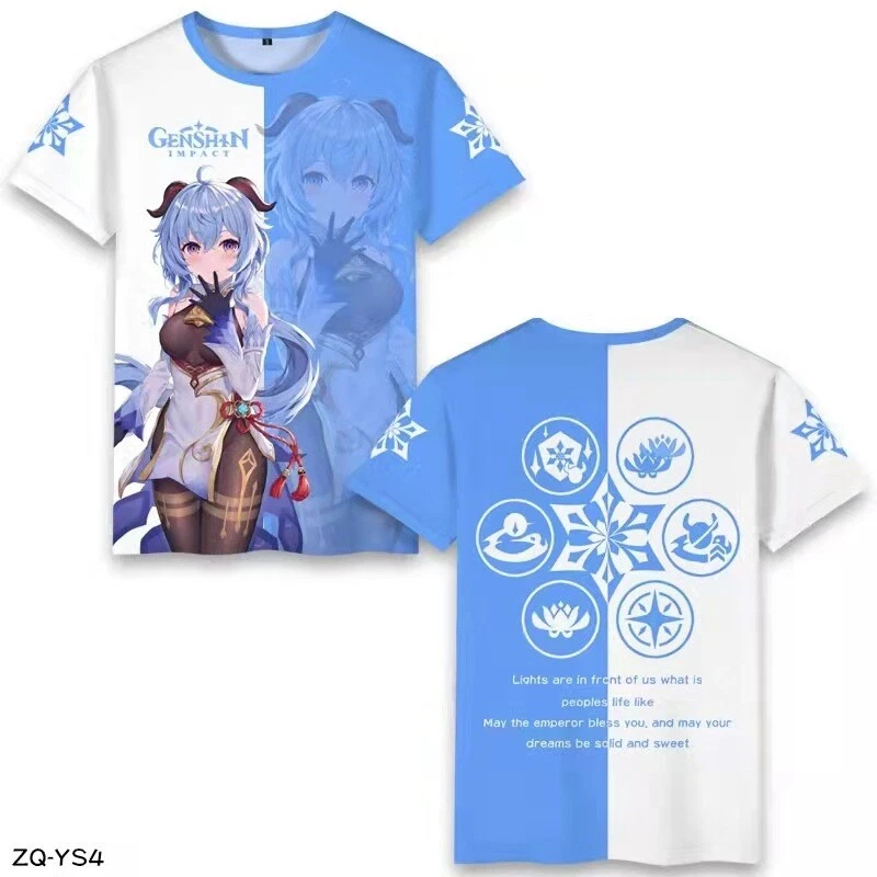 Camiseta informal Genshin Impact Cosplay Hombres Mujeres 3D básica manga corta Y25 Foto 1 de 1