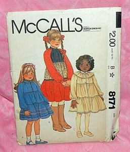 Uncut VTG McCalls Girls 12 Tiered Long Raglan Sleeve Peasant Dress Pattern 8171 - Picture 1 of 2