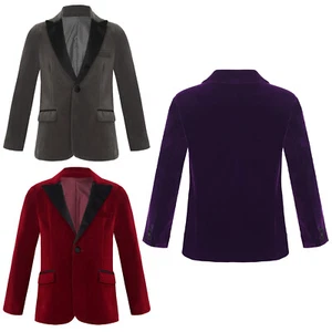 Kids Boys Coat School Gentleman Dressy Blazer Lapel Wedding Long Sleeve Party - Picture 1 of 51
