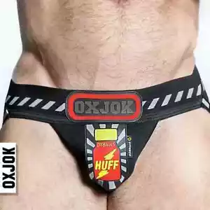 Oxballs Popperjock 3D Rubber Huffer Jock Strap SCHWARZ/ROT Herren Reizwäsche - Bild 1 von 13
