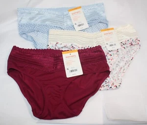 Nuevo conjunto de 3 bragas WARNER'S sin muffin top HIPSTER MARFIL VINO PUNTOS AZULES S/5 - Imagen 1 de 4