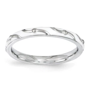 Lex & Lu Sterling Silver Stackable Expressions White Enamel Ring LAL7550 - Picture 1 of 3