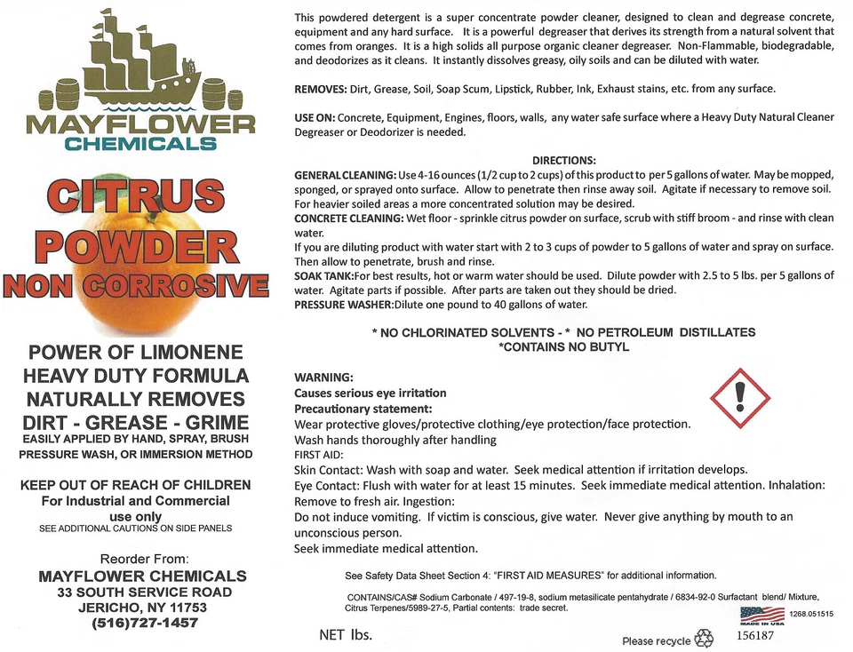 LIMPADOR E DESENGORDURANTE CONCENTRADO DE D-LIMONENO DE CRISTAIS CÍTRICOS LARANJA 50 lb - Imagem 1 de 4