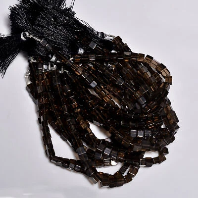 Natural Smoky Quartz Gemstone Box Shape Smooth Beads 6X6 7X7mm Strand 9" GB-438 - Imagem 1 de 3