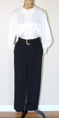 Vintage 80s 90s Liz Claiborne Ivory Black Polyester Business Jumpsuit Women's 8 - Image 1 of 4