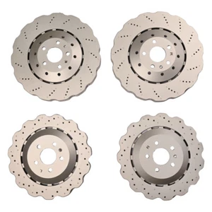 For RS7 14-16 Set of Front & Rear Vented Drilled Dimpled Disc Brake Rotors - Picture 1 of 11