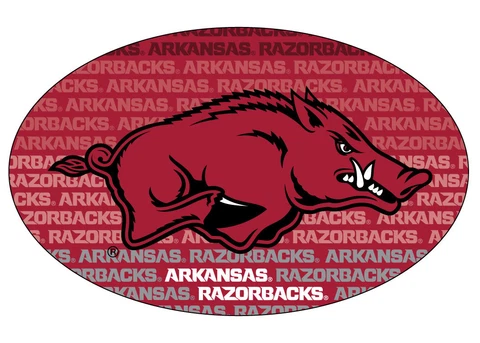 ARKANSAS REPEAT PRINT OVAL MAGNET-ARKANSAS RAZORBACKS CAR MAGNET-NEW FOR 2016! Cover